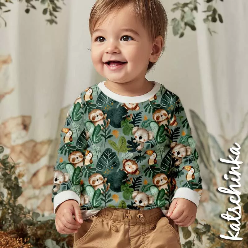 Bio Baumwolljersey Dschungelgang 6472 Kinderstoff – Jersey Meterware